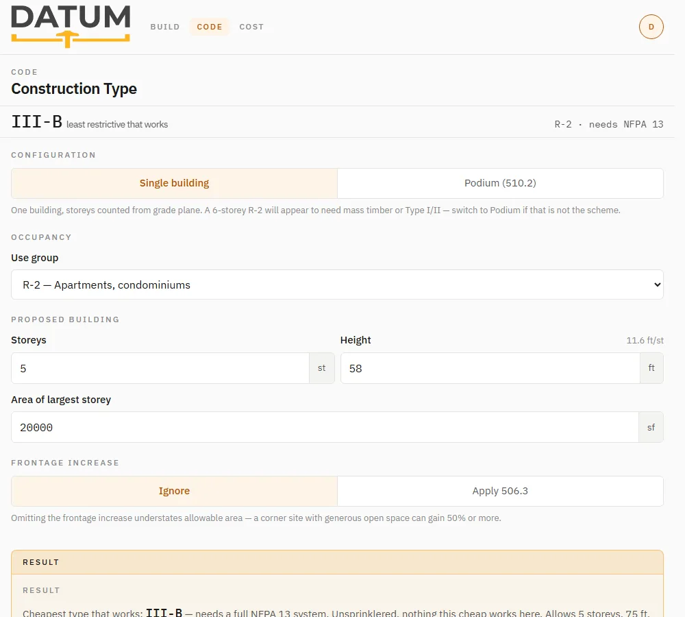 Construction Type tool screenshot