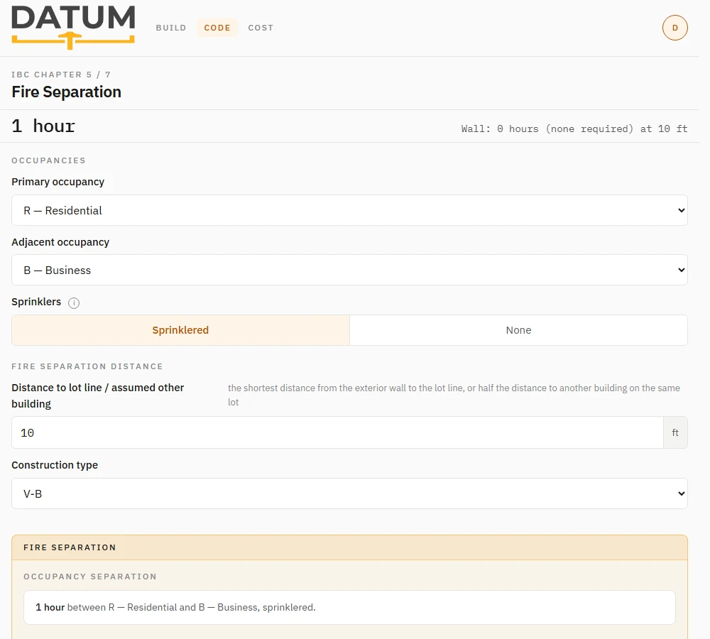 Fire Separation tool screenshot